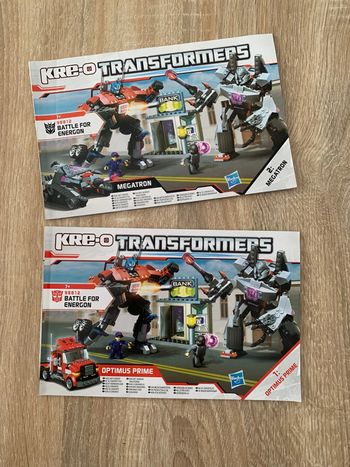 Notices deux livrets Lego Kre-o Transformers 98812 Battle for Energon Optimus Prime Megatron