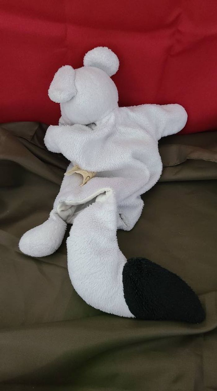 Doudou marionnette souris blanche noir ELB - photo numéro 4