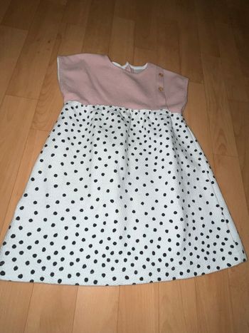 robe zara 3/4 ans rose et blanche à pois noir