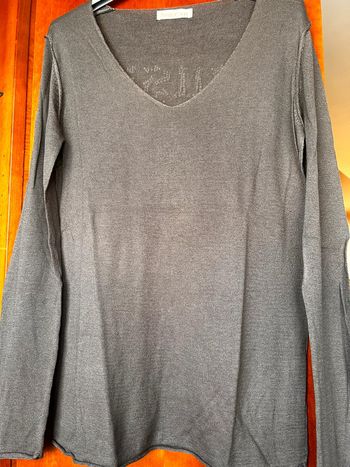 Pull fin gris col v Peace n’ love