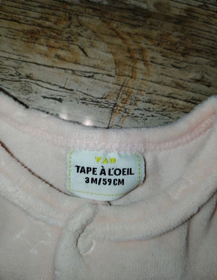 Joli pyjamas / grenouillère en velours fille 3 mois TAO - photo numéro 5