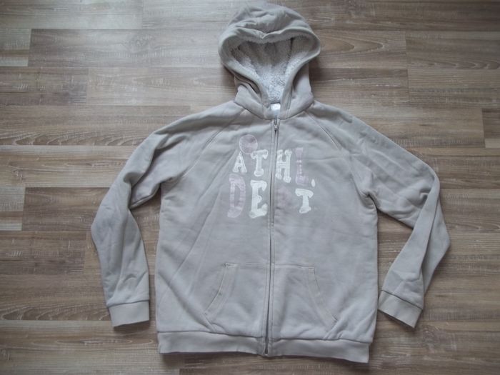 Gilet sweat à capuche crème fourré Domyos 14 ans