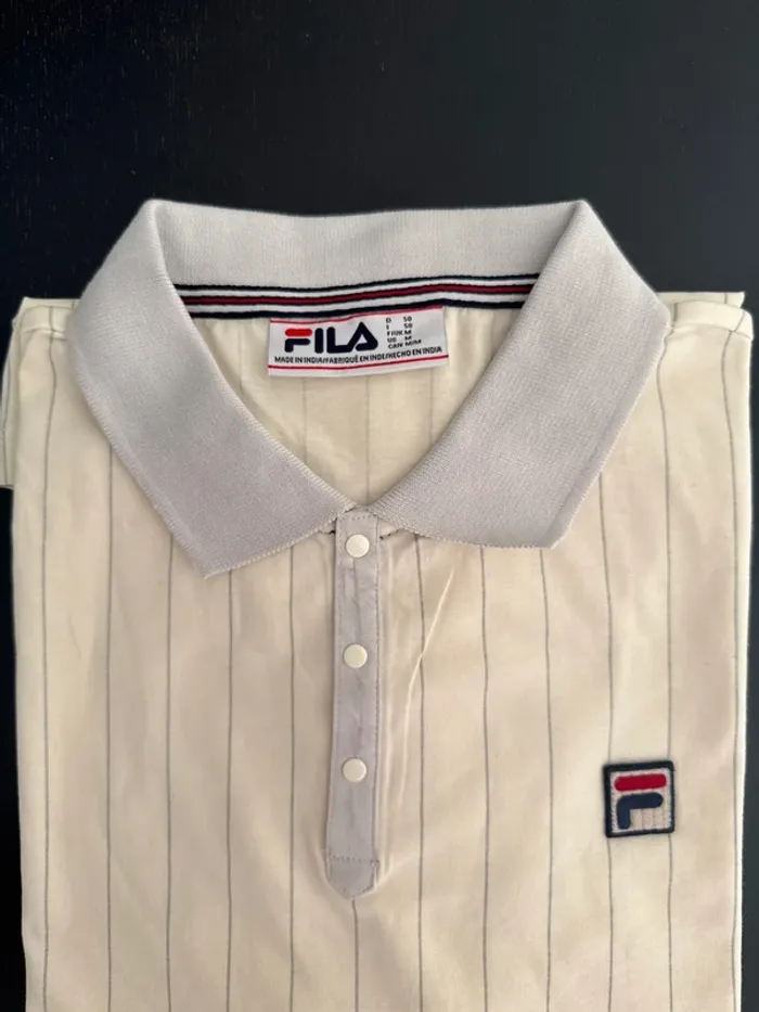 Polo FILA beige rayé – Taille M – Neuf avec étiquette - photo numéro 3