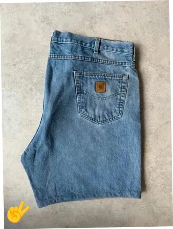 Short cargo coupe large Carhartt bleu homme men W44 FR54 US vintage workwear SHO157b