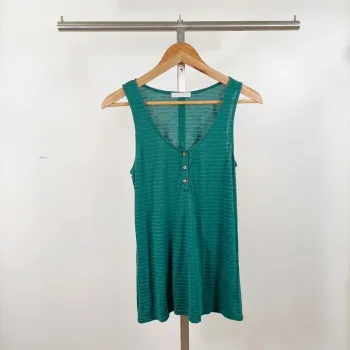 Débardeur vert turquoise rayé lurex Promod T.38/M chic été léger sans manches A1105