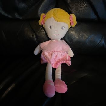 DOUDOU POUPÉE ROBE ROSE POIS SIMBA TOYS NICOTOY 35CM