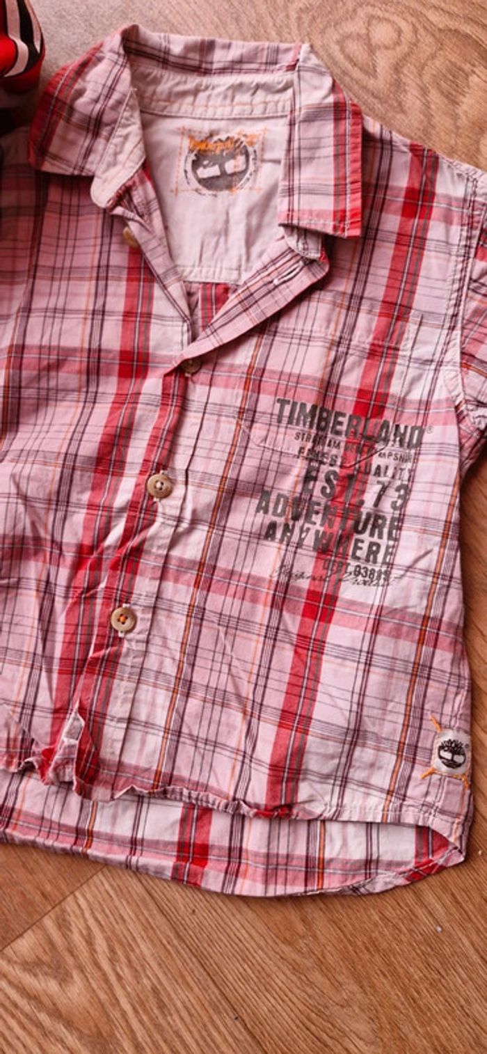 Chemise manches courtes 12 mois coloris rouge/rose/blanc creme - photo numéro 2