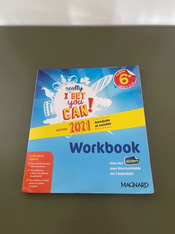 Livre Workbook, sixième anglais, édition 2021, I, really bet You Can
