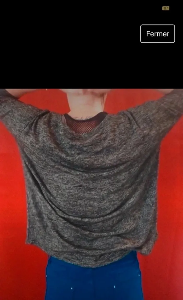 Pull gris chiné, 1/2 manche taille 38 jennyfer - photo numéro 3
