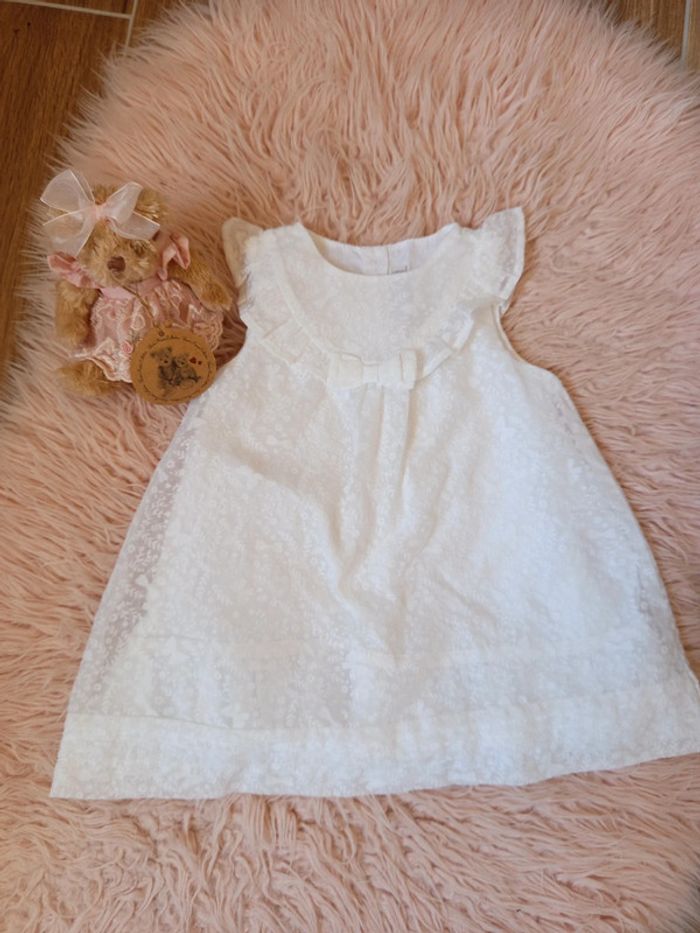 Robe blanche cérémonie look rétro avec volant encolure 9 mois, Sergent Major