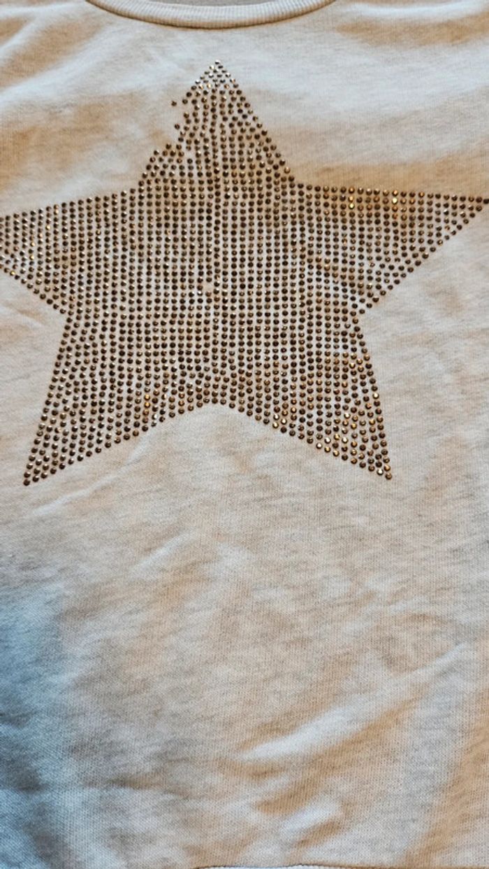 Pull léger gris très clair à manches longues, avec étoile en sequins, Only, M, nickel - photo numéro 4