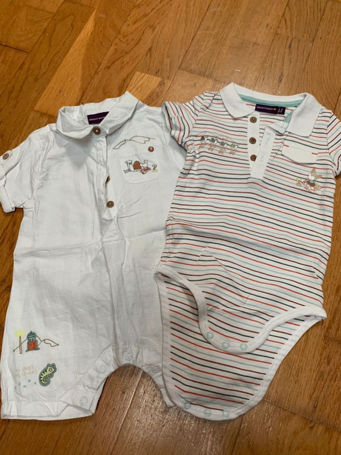Lot 1 body manche courte et 1 barboteuse sergent major 12 mois