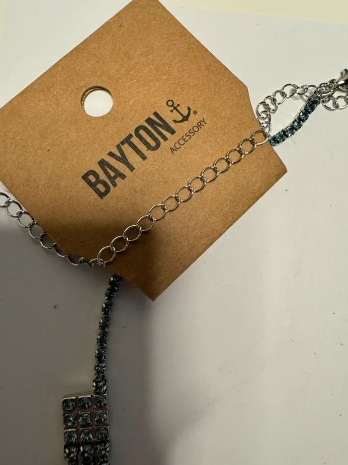 Collier Bayton Accessory métal et pierres bleues neuf Longueur 64 cm - photo numéro 7