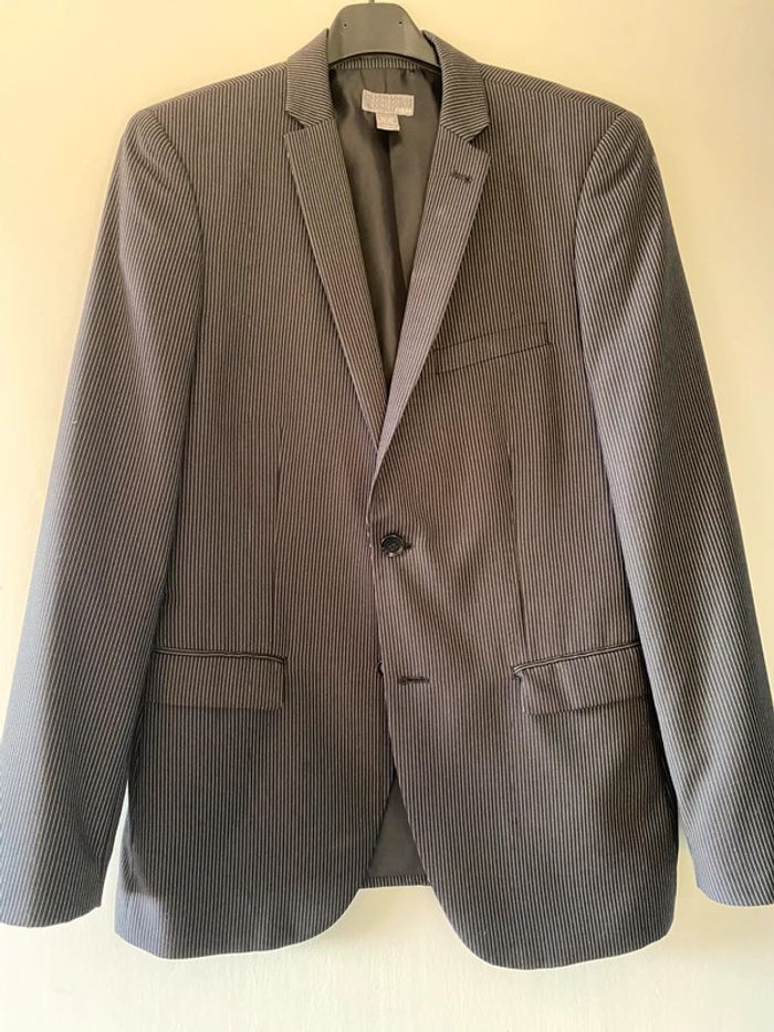 Veste de costume rayé noir/blanc H&M Taille 48