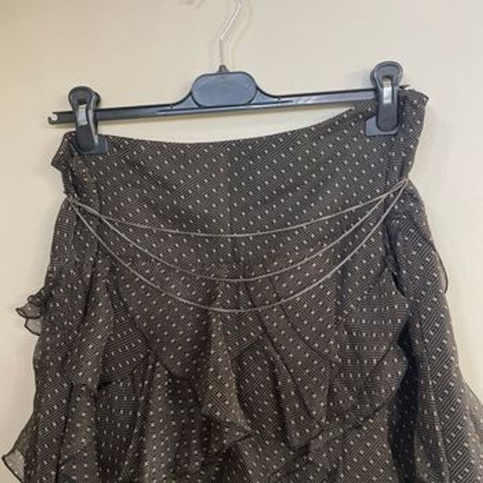 Jupe noire à volants DDP Taille L imprimé graphique doublée made in France V057 - photo numéro 5