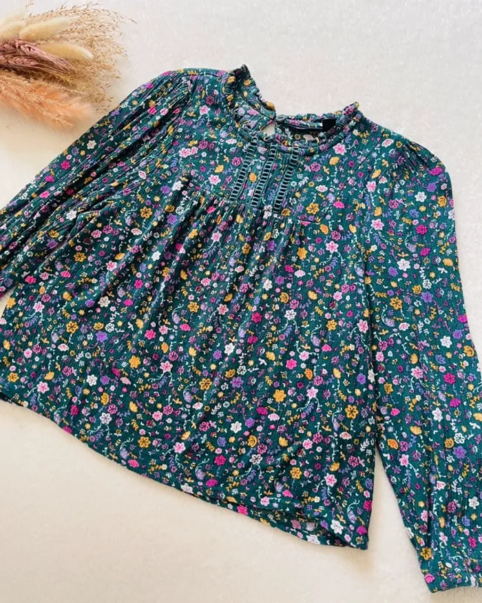 Blouse verte fleurie 4 ans - Kiabi - photo numéro 2