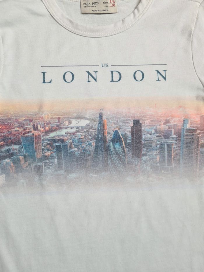 Tee-shirt manches longues Zara kids 5-6 ans blanc london - photo numéro 3