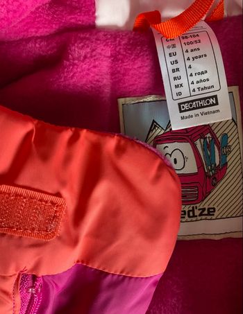 ensemble de ski fille 4 ans wed'ze decathlon rose orange 98/104 cm veste pantalon