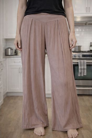 Pantalon femme large en viscose style sarouel Taupe Taille L / XL (F615)