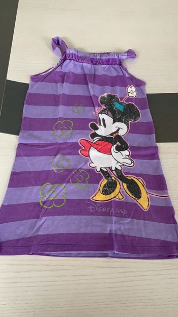 Robe bretelles rayée violette 8 ans Minnie Disney