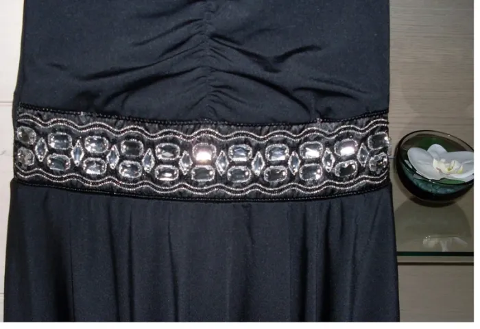 💕Magnifique robe de soirée noire ceinture strass taille XS neuve (photos portée) - photo numéro 3
