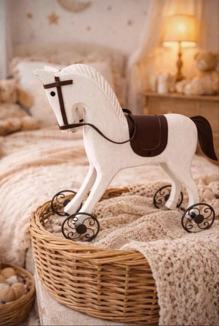 Cheval décoratif en bois esprit vintage