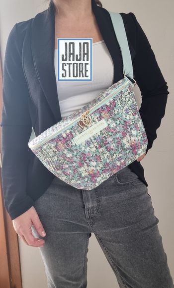 Sac banane liberty vert imprimé fleurs multicolores