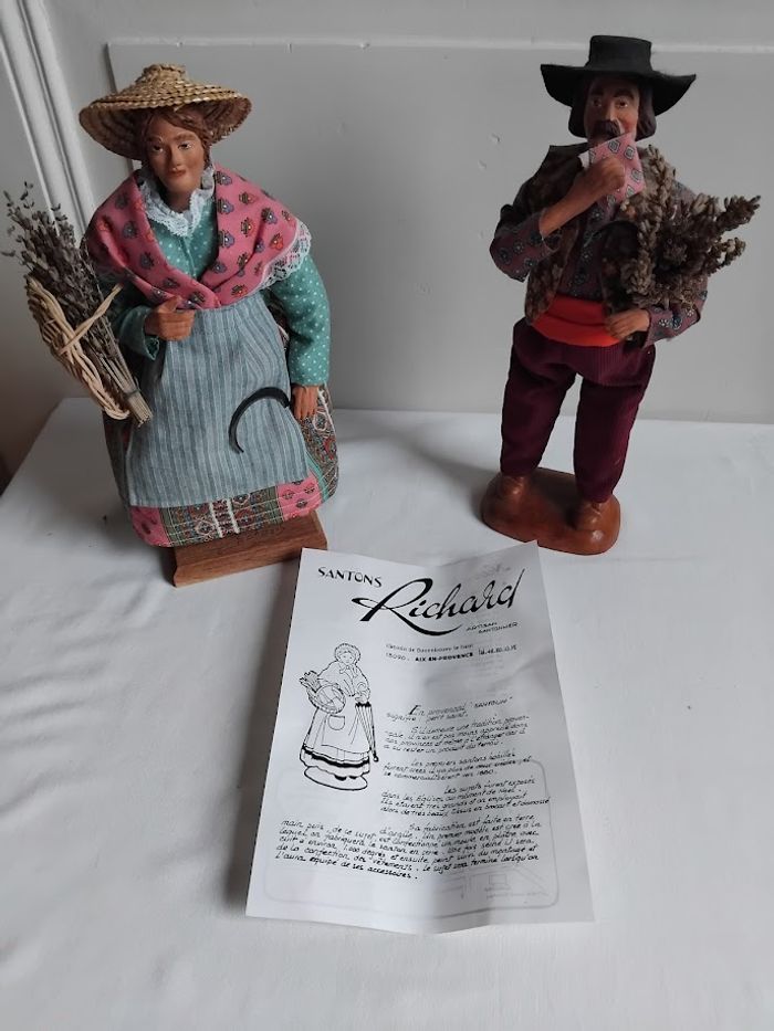 Grands Santons de Provence, couple lavandier signé RICHARD - photo numéro 6