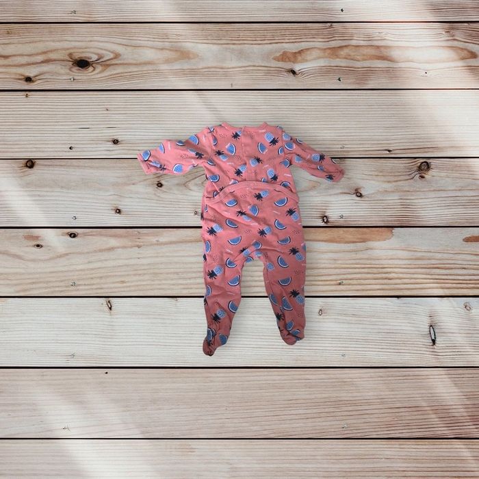 Lot 2 pyjamas 1 pièce bébé 6 mois – Orange & Marron - photo numéro 4