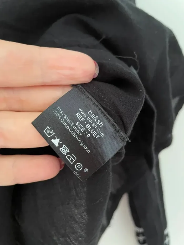 Chemisier ba&sh “Bluet” noir brodé blanc – T36 – 100% coton bohème chic - photo numéro 6