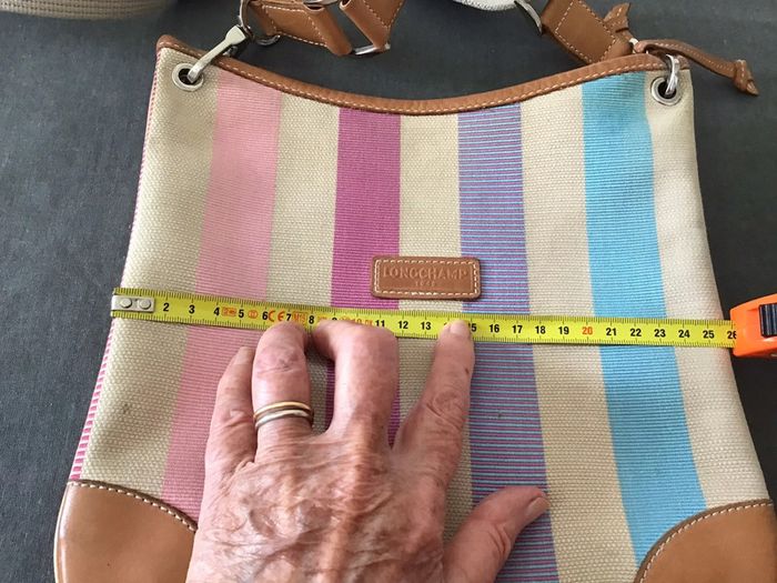 Sac toile et cuir rayé « Longchamp » deux faces de teintes differentes - photo numéro 11