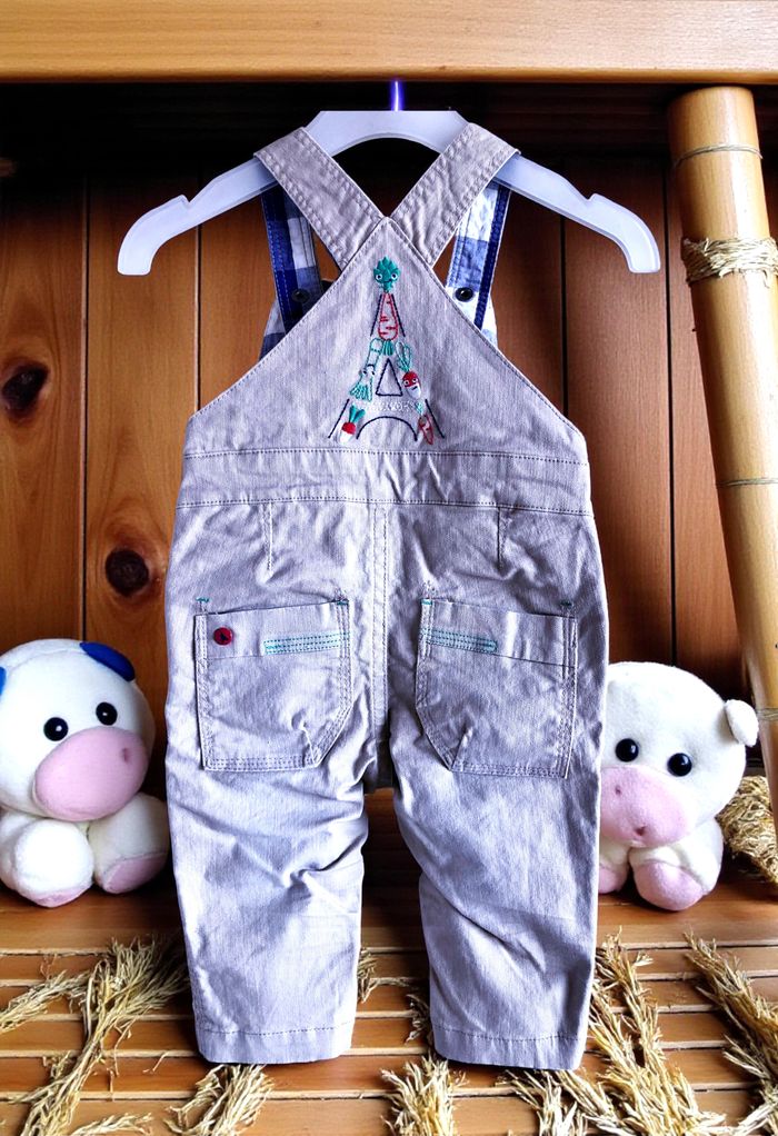 DPAM - NEW - ENSEMBLE 2P BÉBÉ GARÇON IMPRIMÉ VICHY & BRODERIES FANTAISIES 6M - photo numéro 7