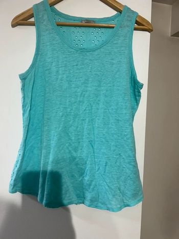 Débardeur tex taille L broderies turquoise neuf