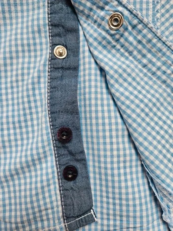 Chemise manches courtes vichy bleu clair et blanche Terre de marins 6 ans - photo numéro 4