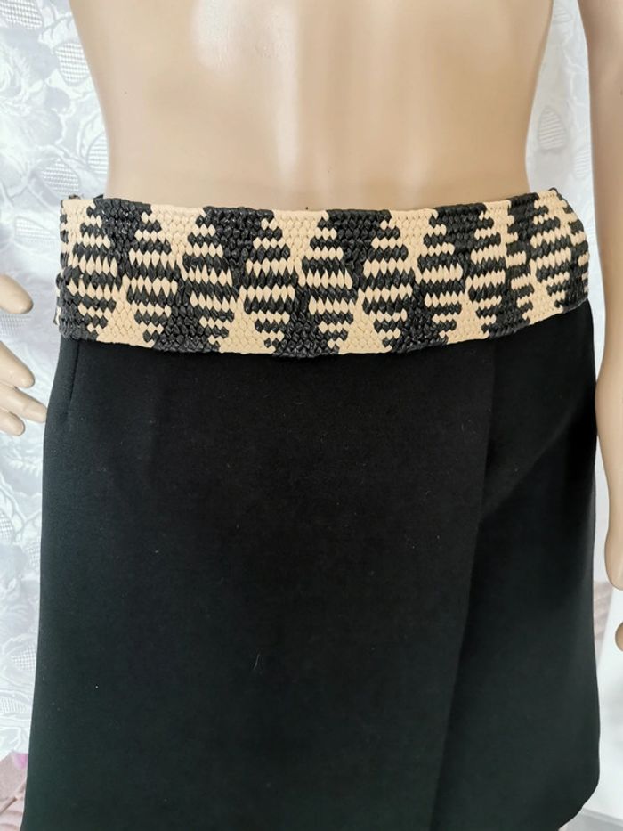 Ceinture élastique large. Noir et beige. Taille 80