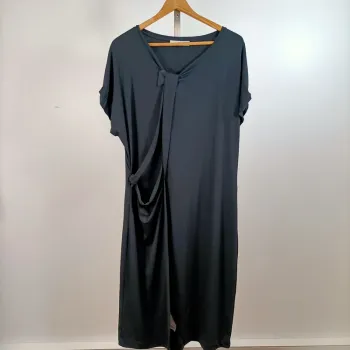 Robe droite noire Promod drapée avec nœud col taille 2/M A1410