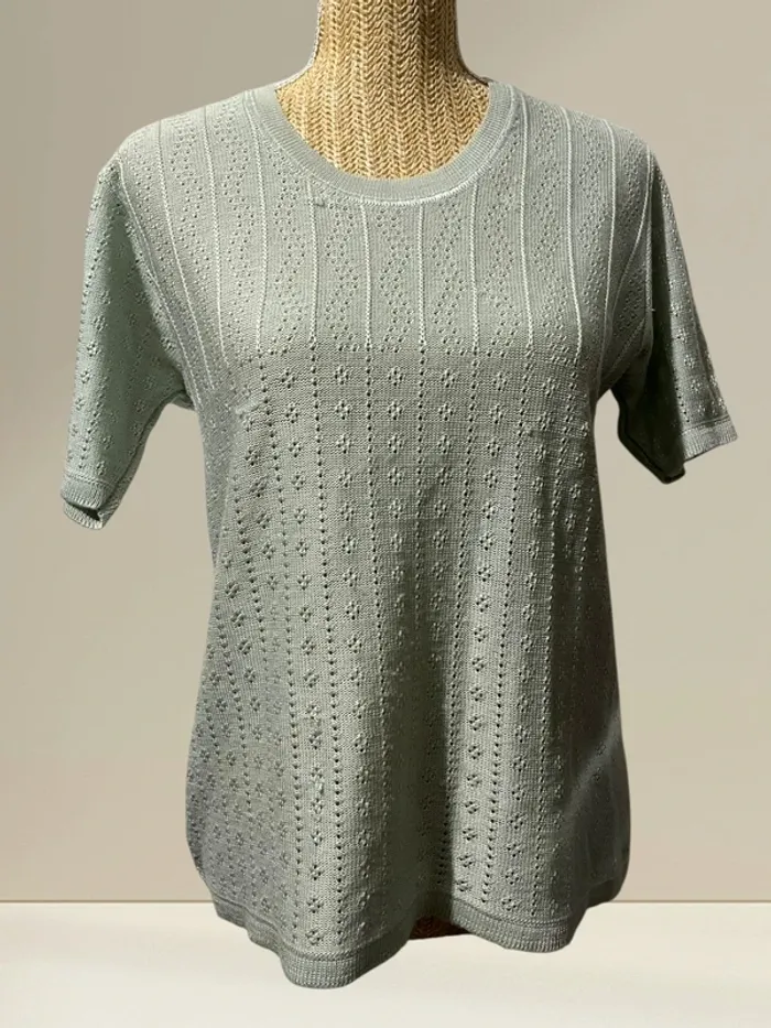 Petit pull fin menthe – Style rétro/vintage – Taille M (38-40) - photo numéro 2