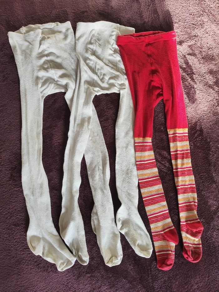 3 collants (2 blanc + 1 rouge rayé) Orchestra 31-34