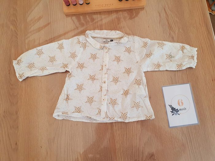 Chemise noel Blanche à Motif Étoile Doré - Tape à l'Œil 6 mois - photo numéro 5