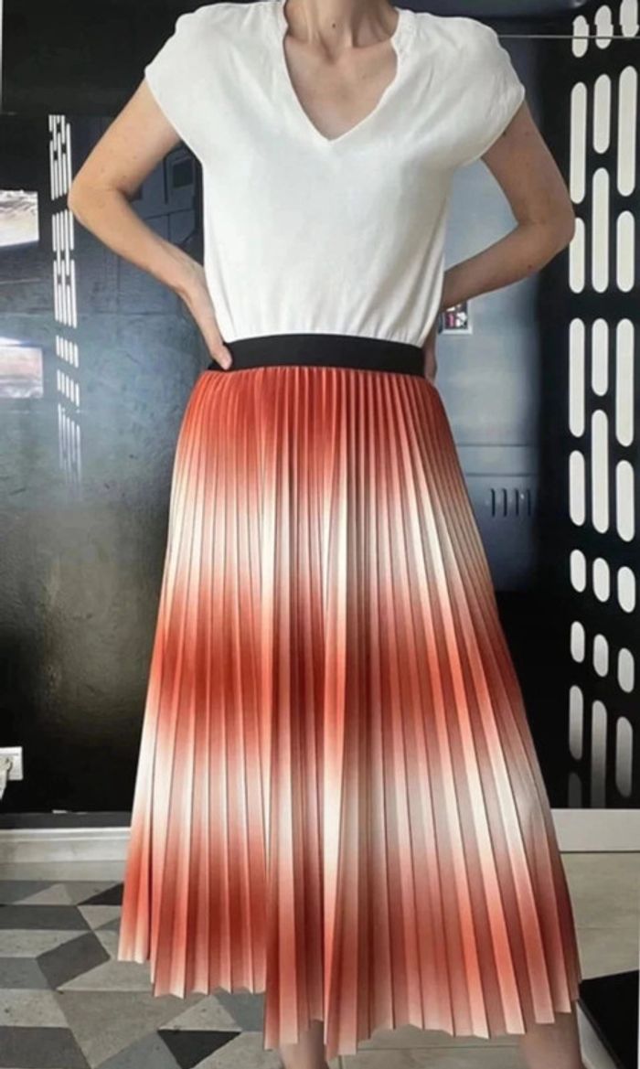 Jupe plissée dégradé corail - photo numéro 2