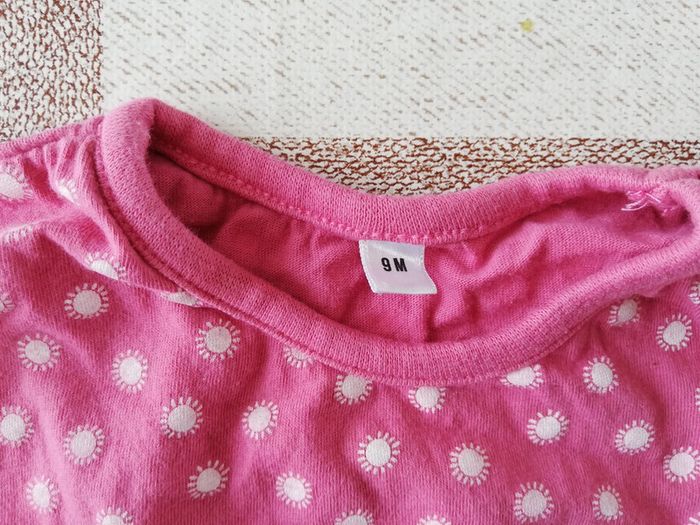 Tee shirt manches courtes rose 9 mois - photo numéro 2