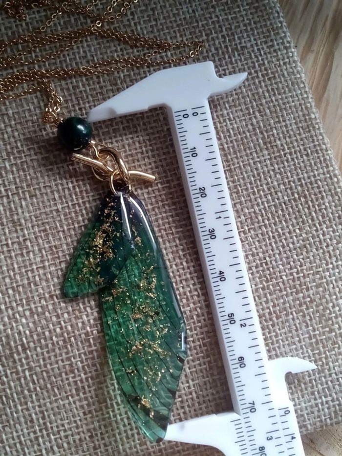 Collier ailes de fée et pierre de malachite naturelle - photo numéro 4