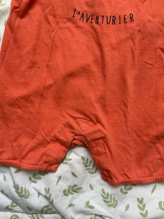 barboteuse sans manches tape à l'oeil pressions entre les jambes corail 12 mois - photo numéro 4