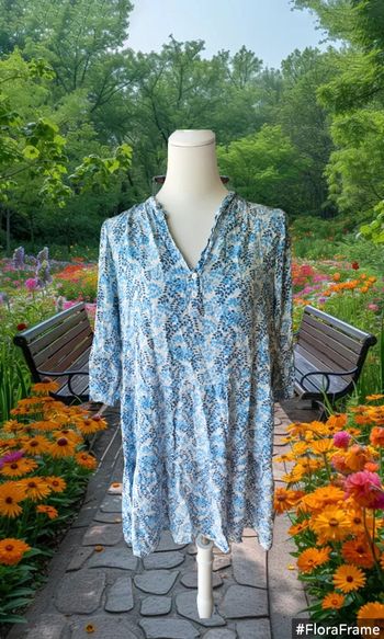 Robe courte avec ses feuilles, sans marque, taille 44