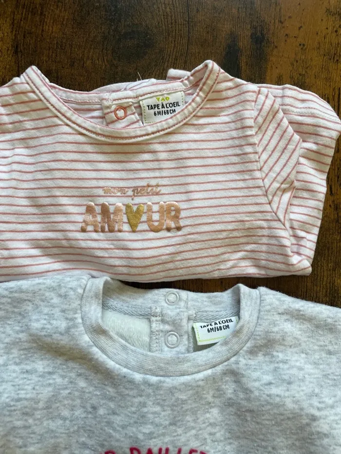 Lot de 9 haut pull / sous-pull bébé fille 6 mois - photo numéro 2
