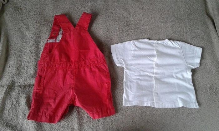 Salopette Short sucre d'orge + t-shirt catimini 9 mois - photo numéro 4