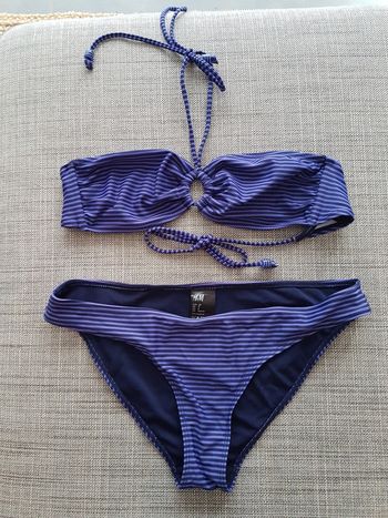 Maillot 2 pièces bandeau rayé violet