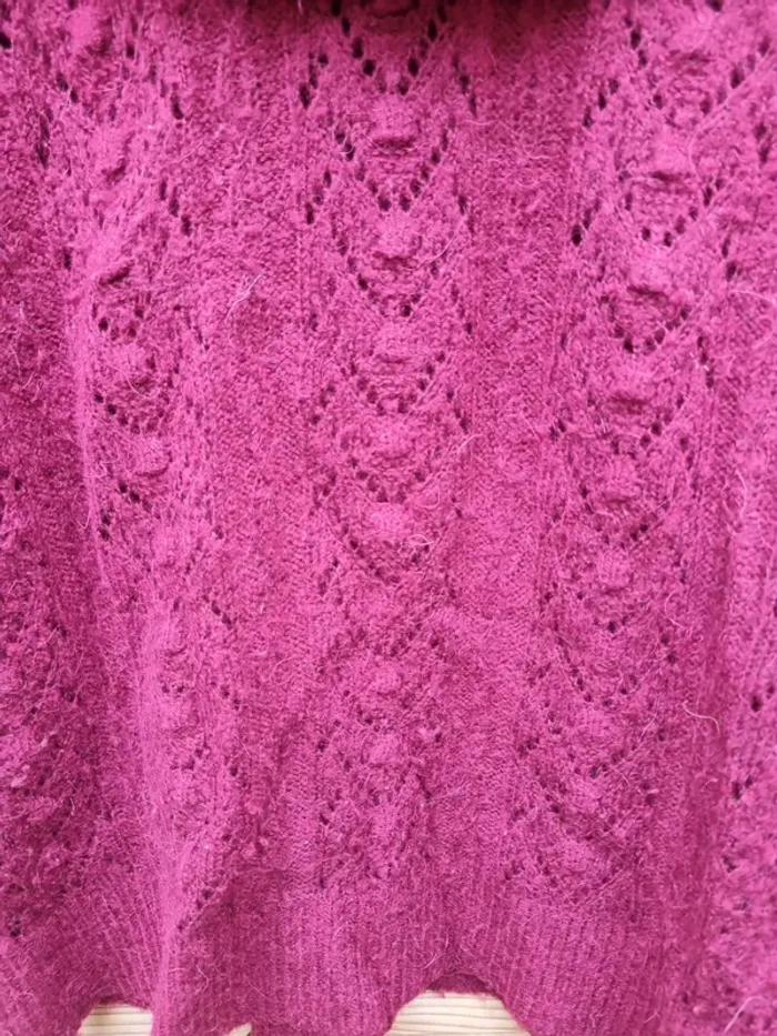 Pull bordeaux avec laine et alpaga taille S - photo numéro 3