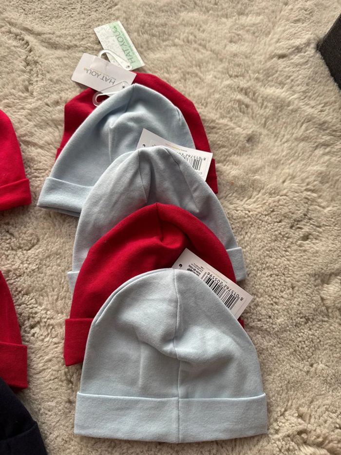 👶🍼Lot 10 bonnets bébé naissance -neuf avec étiquette -100%coton-lot revendeur - photo numéro 4