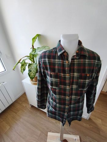 Chemise à carreaux vert & rouge | Homme taille S | Style flanelle | Très bon état | Tendance